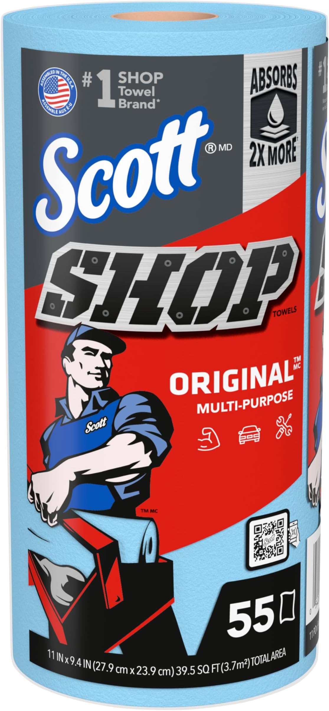 Scott Kimberly-Clark Professional Logistics Supply 75130KC Scott Shop Towels Blue 11 plug X 10,4 plug (27,9cm X 26,4cm), 1 Roll, 55 Per Pack