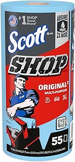Scott Kimberly-Clark Professional Logistics Supply 75130KC Scott Shop Towels Blue 11 plug X 10,4 plug (27,9cm X 26,4cm), 1 Roll, 55 Per Pack