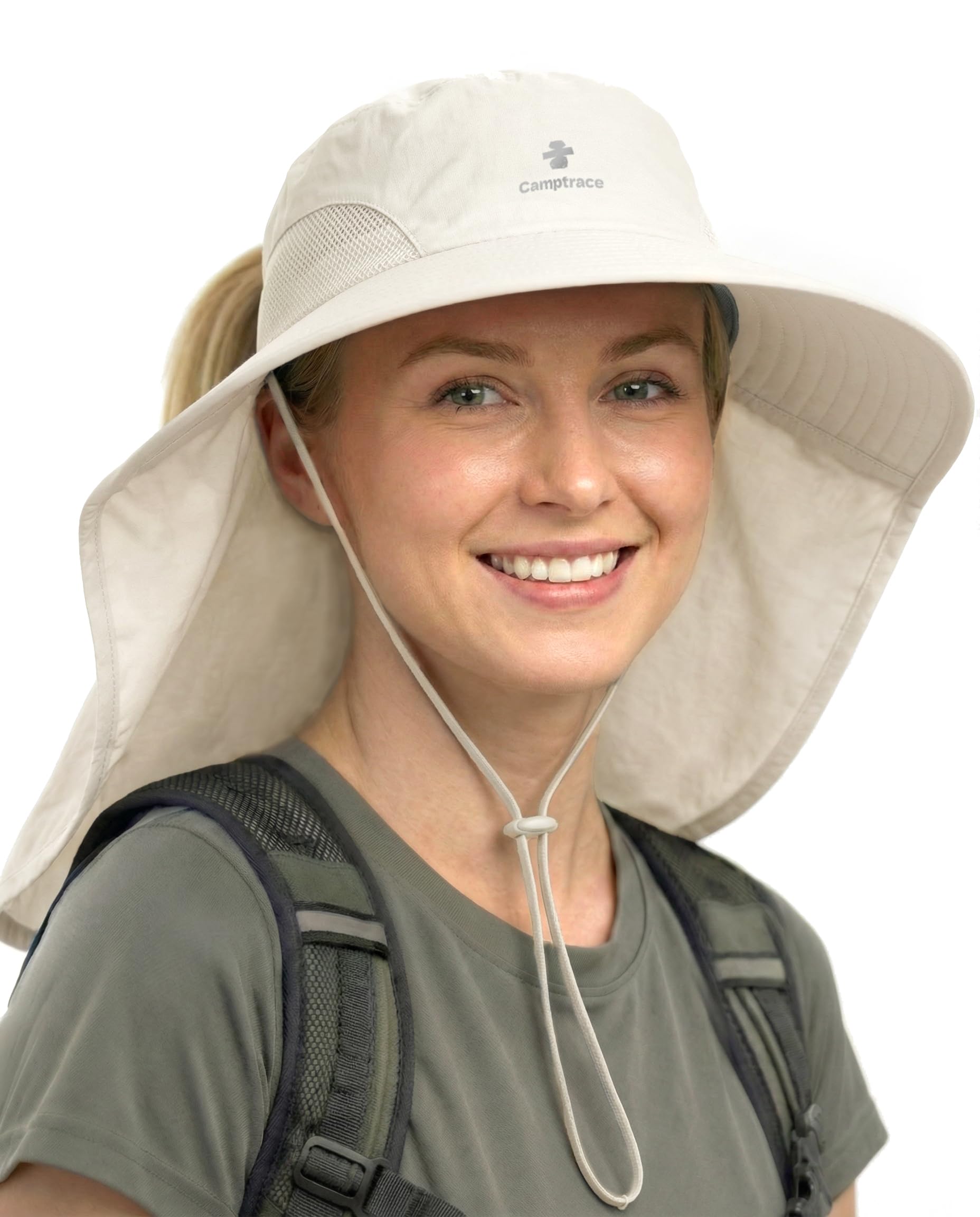 Camptrace Sun Hats for Women Men UPF 50+ UV Protection Wide Brim Hiking Fishing Hat with Neck Flap