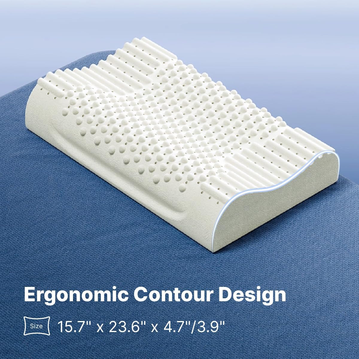 100% Natural Latex Ergonomic Contour Pillow in Premium Gift Box Cervical & Shoulder Support for Side & Back Sleepers Cooling Breathable Design (Zenova Line)