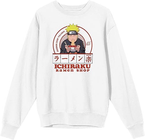 Bioworld Naruto Shippuden Ichiraku Ramen Shop Crew Cuello Manga Larga Blanco Adulto Sudadera