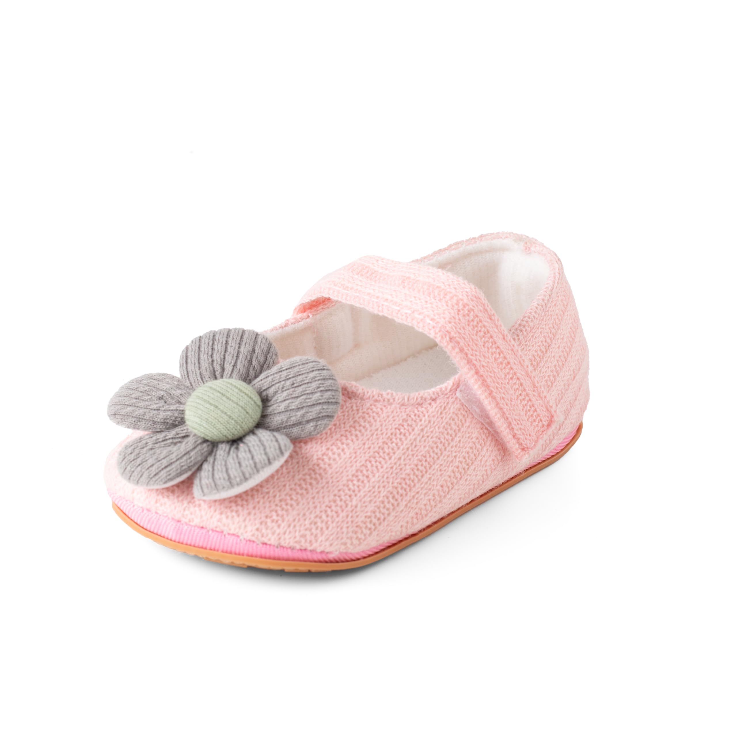 Lillypupp Cute White Anti Slip Baby Sandals for Girls. Self Textured Soft Fabric Booties Shoes for New Born Girl.