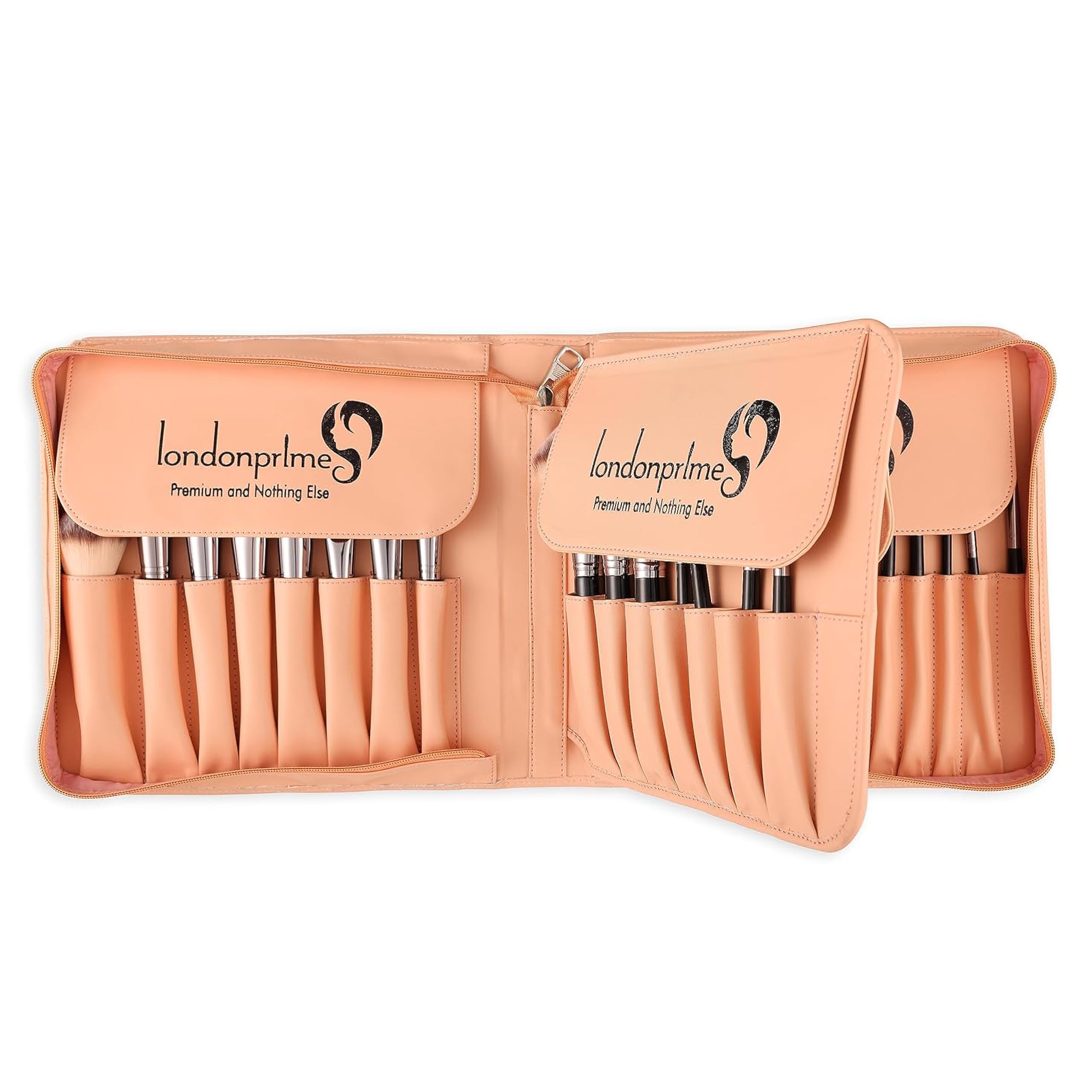 LONDON PRIME Lot de 38 pinceaux de maquillage pour fête professionnelle, fond de teint, fard à paupières, mascara, pinceau à poudre pour le visage, facile à transporter, durable, rangement élégant