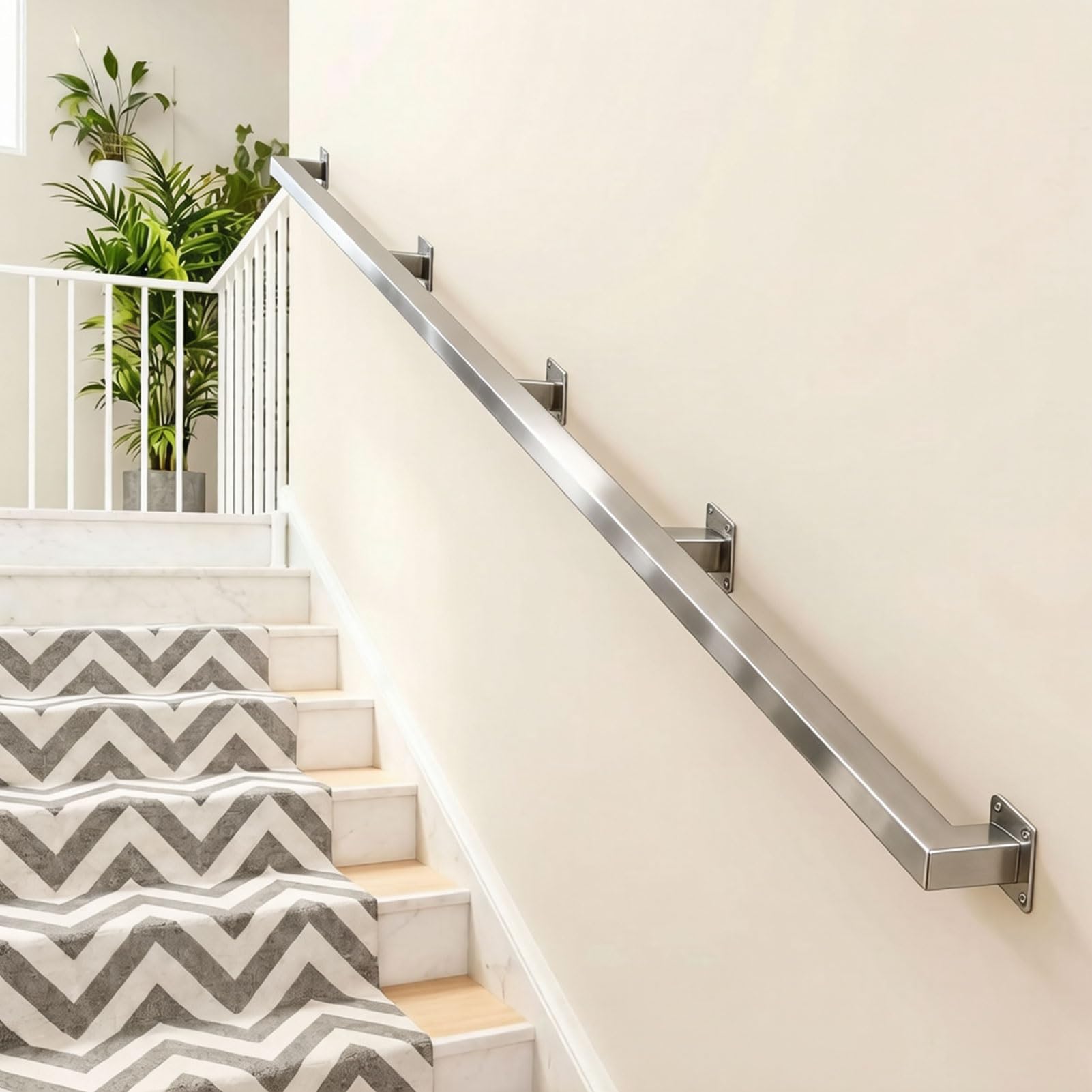 1ft-20ft Modern Stair Railing for Outdoor Steps or Indoor Stairs Handrail，Wall Mounted Staircase Banister Hand Rail Safety Support Rod for Home Decoration(19ft/570cm)