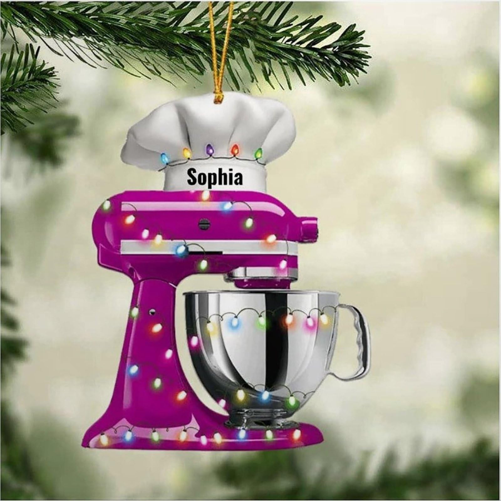 Luckluccy Style-3 Personalized Baking Mixer Lights Christmas Ornament Gift,Baking Ornament,Baking Christmas Ornaments,Baker Ornament Tree Hanging Décor