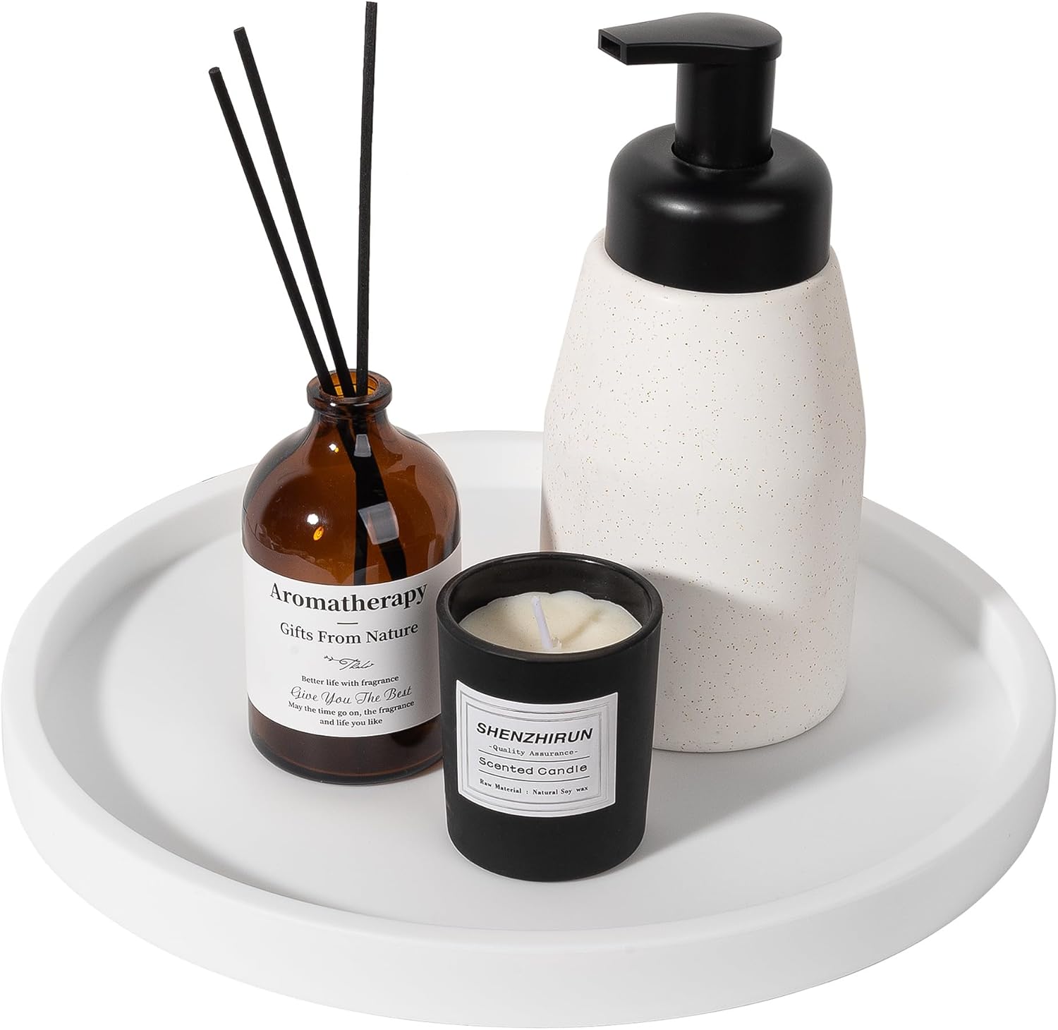 Silicone Bathroom Tray Round Vanity Tray Decorative Soap