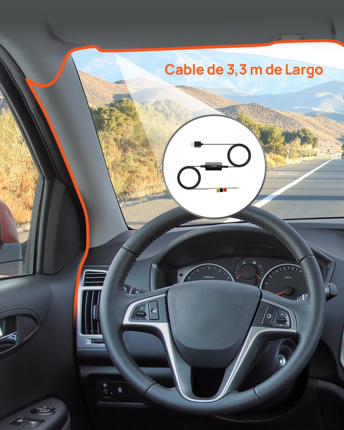 70mai Hardwire Kit UP03, 10ft Mini USB Car Dash Cams, 24 Horas de vigilancia de estacionamiento Fuente de alimentación Dash CAM Omni, M500