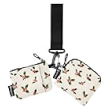 Holly Sprigs with Crimson Berries Mini Zip Around Wristlet keychain Wallet for Women with Detachable Dual Pouch Wristlet Portable wallet Coin Purse