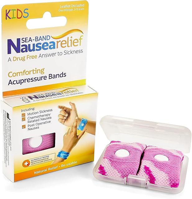 Sea-Band Motion Sickness and Nausea Relief Acupressure Wristband - Child (Pink), 1 Pair