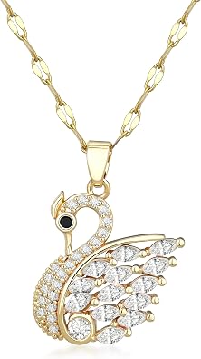 Necklaces for Women, Dainty CZ Zircon Pendant With Crystal Tiny Butterfly, Evil Eye, Swan, Hot Air Balloon, Clock, Eight-Pointed Star Pendant Necklace Fashion Jewelry Adjustable 16+2
