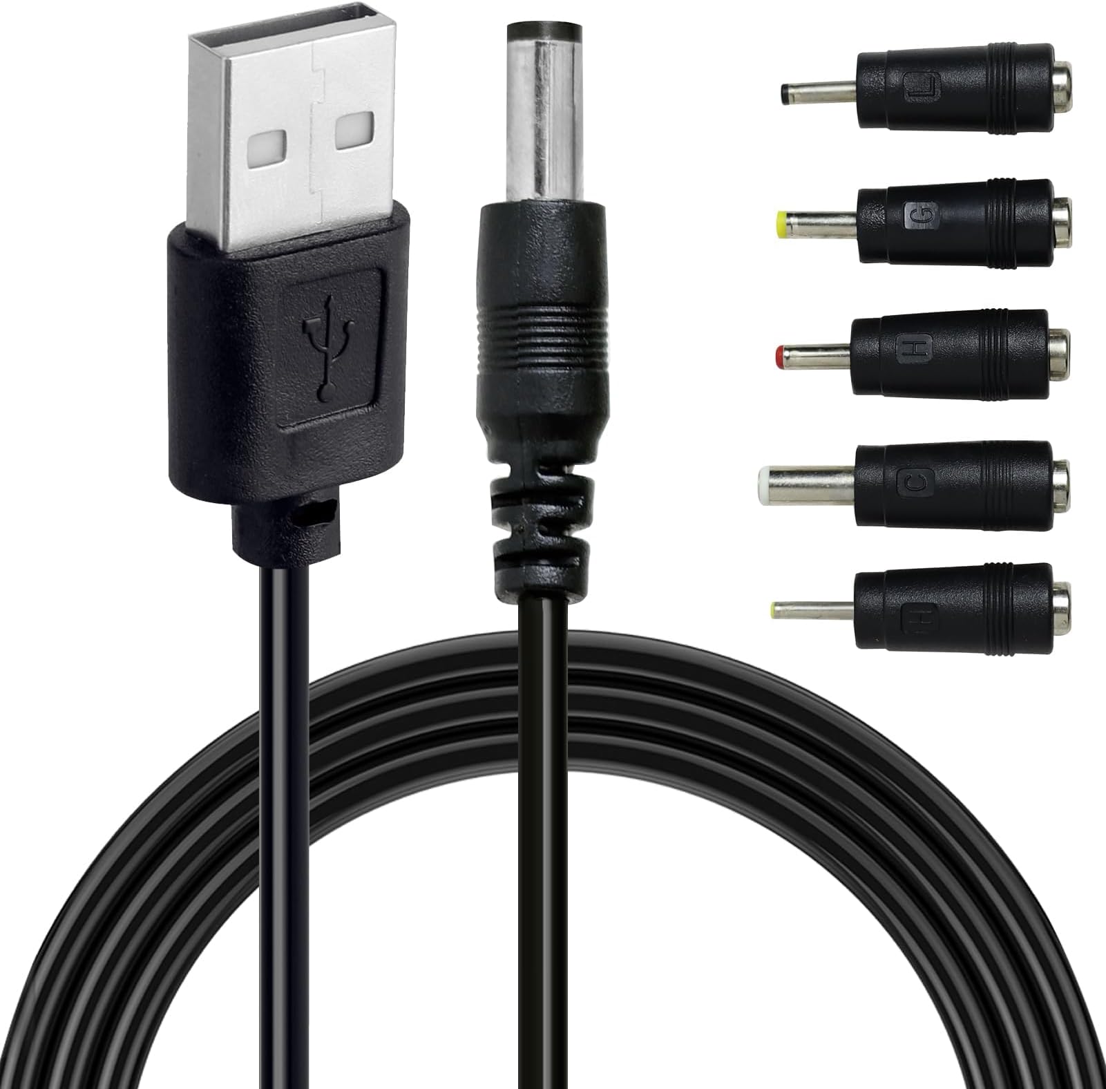 USB To DC Power Cable 1m Usb To 5v Universal Fast Charging Cable Usb 2.0 A Male To Dc 5.5 X 2.1mm Plug Power Cord Adapter With Barrel Jack 2.5x0.7mm 3.5x1.35mm 4.0x1.7mm 5.5x2.5mm 3.0x1.0mm Connectors