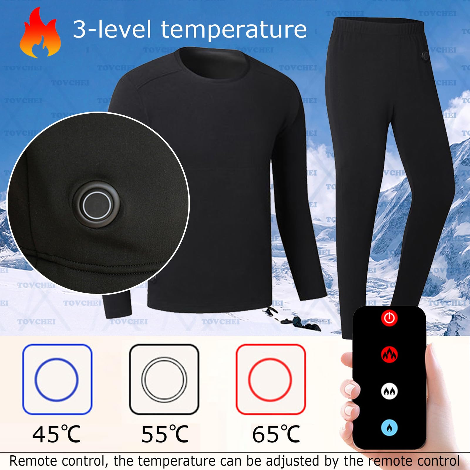 Herren Damen Beheizbare Unterwäsche Oberteil, Elektrische Thermohose, Wärmende Funktionsunterwäsche Mit Fernbedienung Für Den Außenbereich