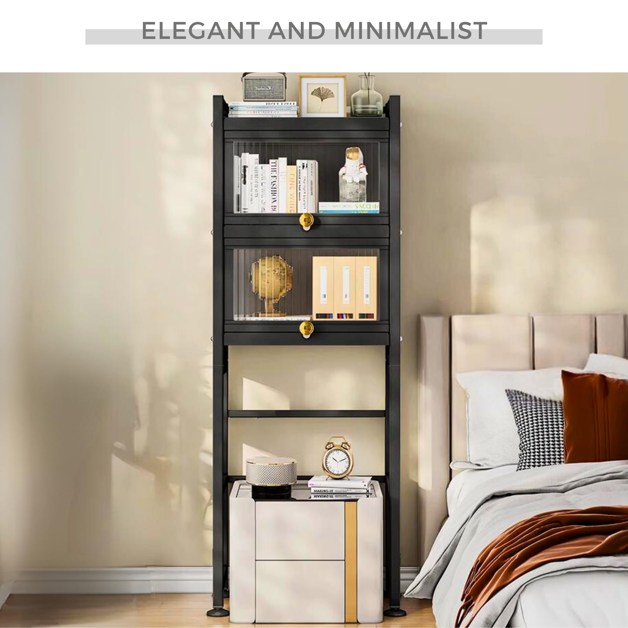 MAGIC SELECT Estantería sobre Inodoro con Puertas Abatibles | Estante de WC Organizador Multiusos | Estantería de Almacenamiento de Baño | Ahorra Espacio con 3 Niveles | Patas Ajustables en Altura.