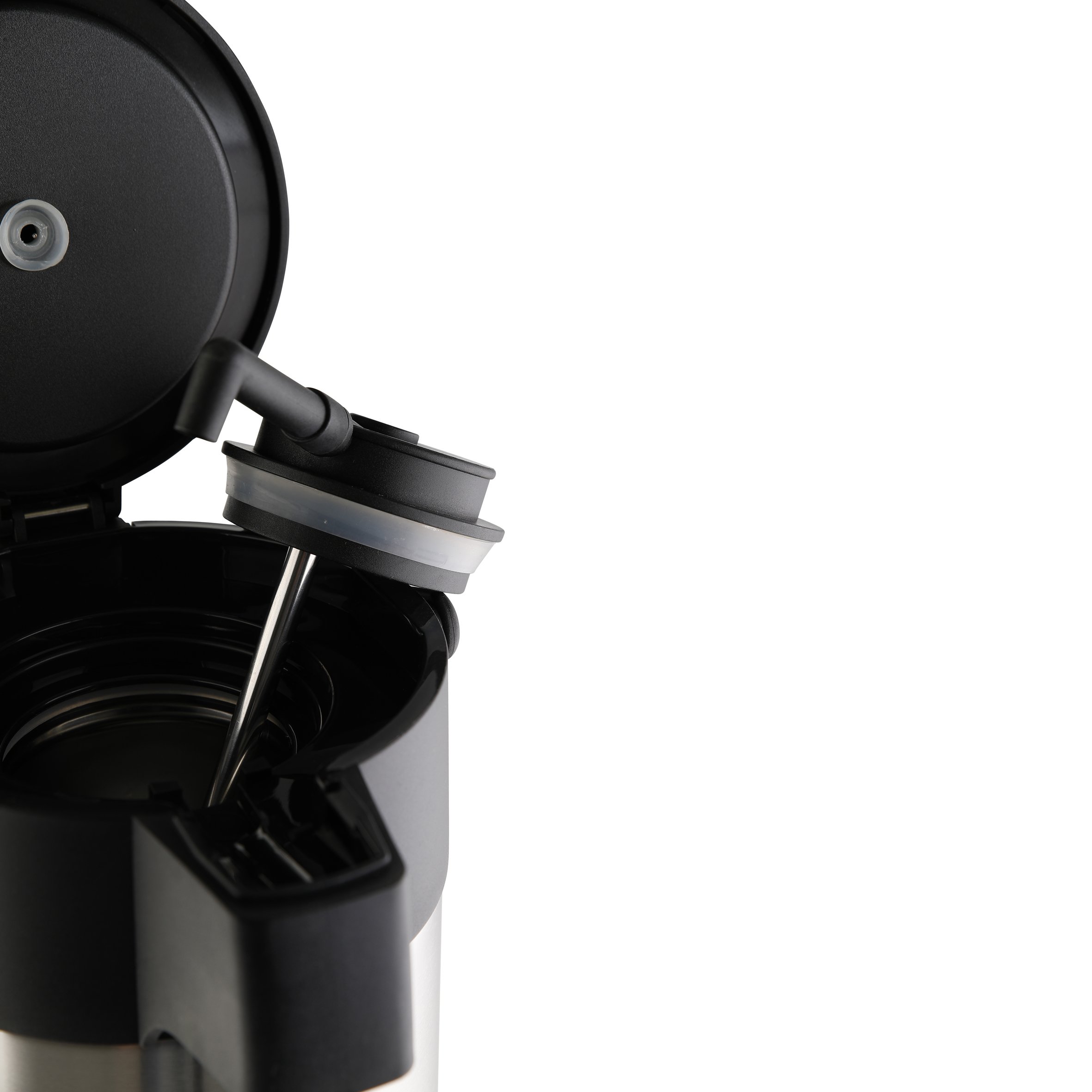 Axentia Caraffa Termica brocca con meccanismo a Pompa in Acciaio Inox a Doppia Parete Bevande Calde e Fredde, capacità: 5 l, Nero/Argento