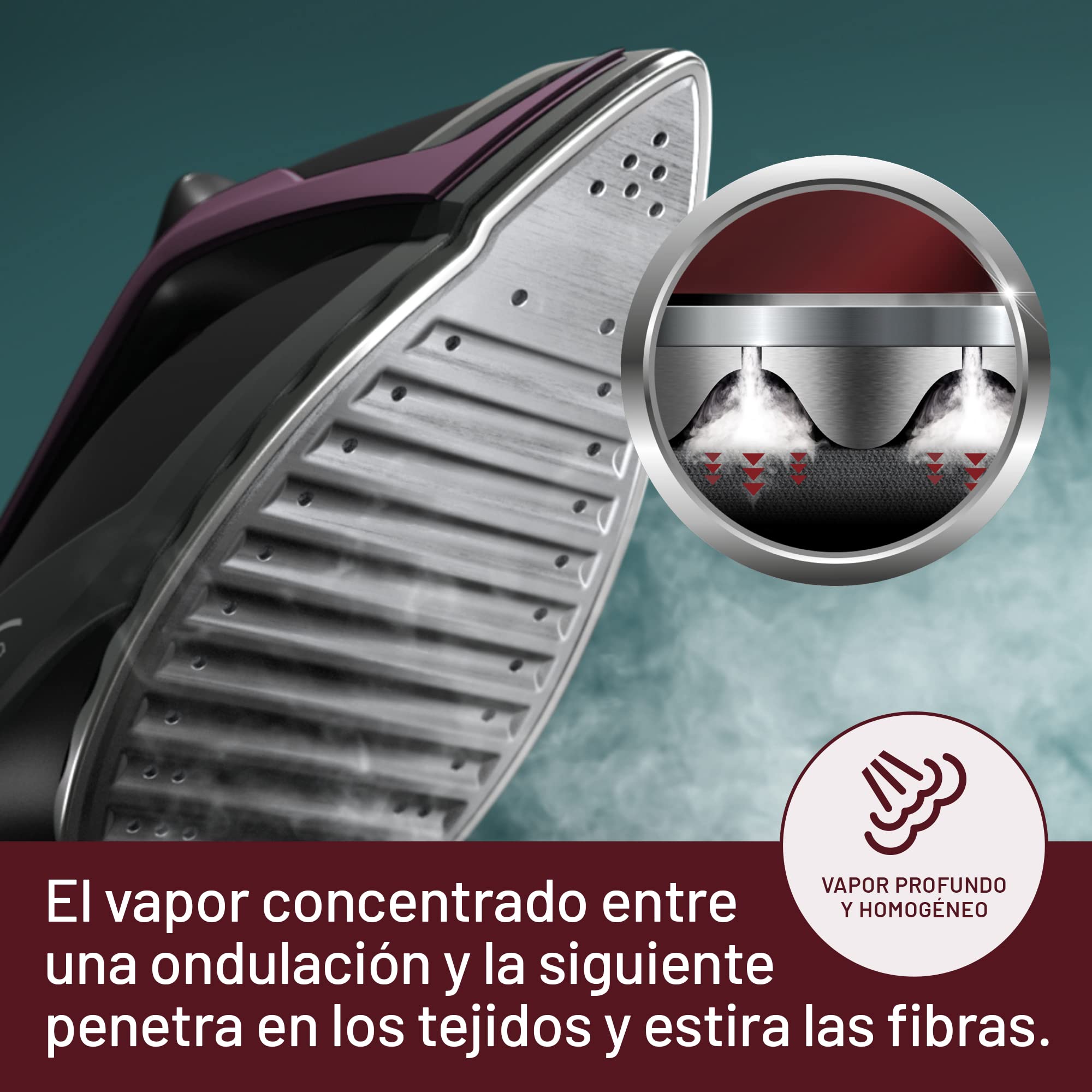 Imetec Onda F2, Plancha de Vapor con Suela Exclusiva a Ondas Patentada, 2400 W, Golpe de Vapor de 200 g, Depósito de 300 ml, Triple Protección Antical
