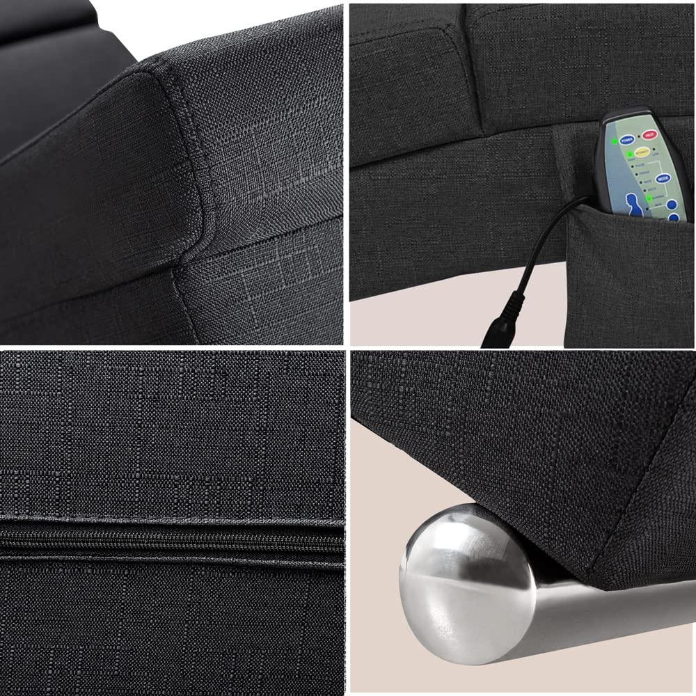 Casaria® Relaxliege XXL Massage Heizfunktion 186x89x55cm Ergonomisch Stoff Gepolstert 180kg Belastbarkeit Wohnzimmer Chaiselongue Relaxsessel Anthrazit