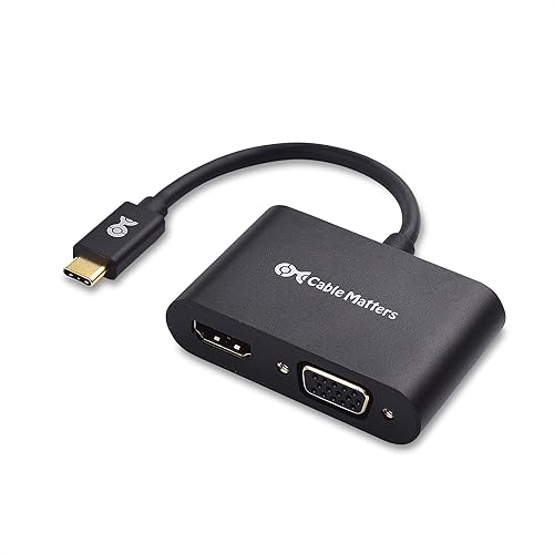 Cable Matters Adaptador USB C a HDMI VGA de aluminio para Surface Pro 7, MacBook Pro, Dell XPS 13 y más, compatible con Thunderbolt 4 / USB4 /