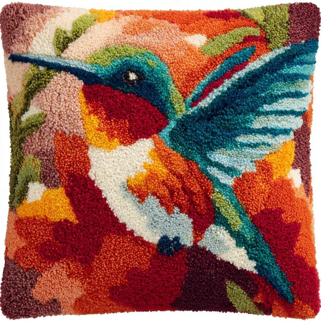 Henypt Latch Hook Cushion Kits, Flowers and Birds