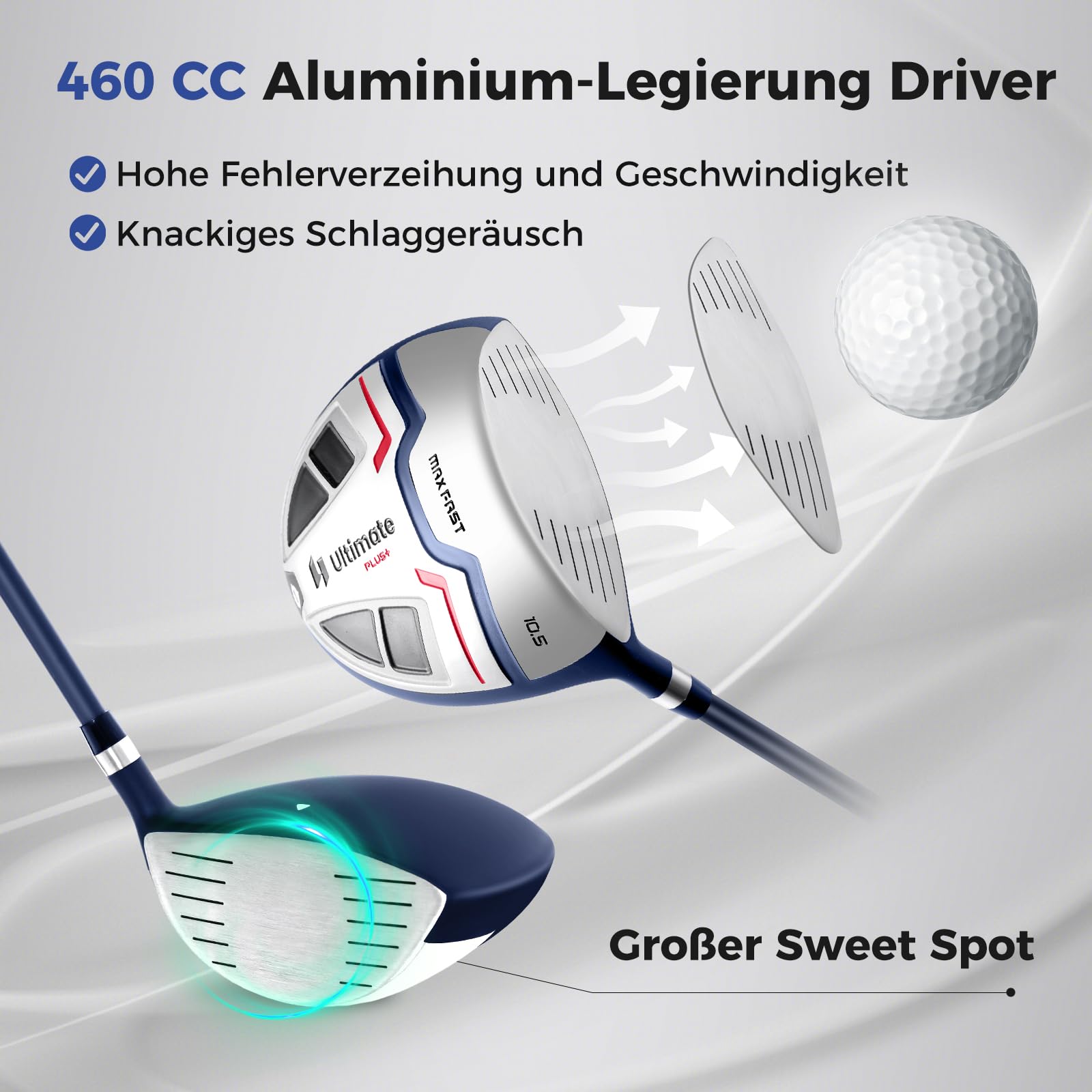 GYMAX Komplettes Golfschlägerset, Golfset für Herren, Golfschlägersätze inkl. #1 Driver, #3 Fairway, #5 Hybrid, #5, #6, #7, #8, #9, #P, #S Eisen, Putter, 3 Schlägerhauben & Tragbare Standtasche