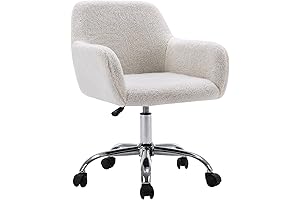 KCC Fur Vanity Makeup Desk Chair for Teens, Cozy Swivel Armchair with Wheels
