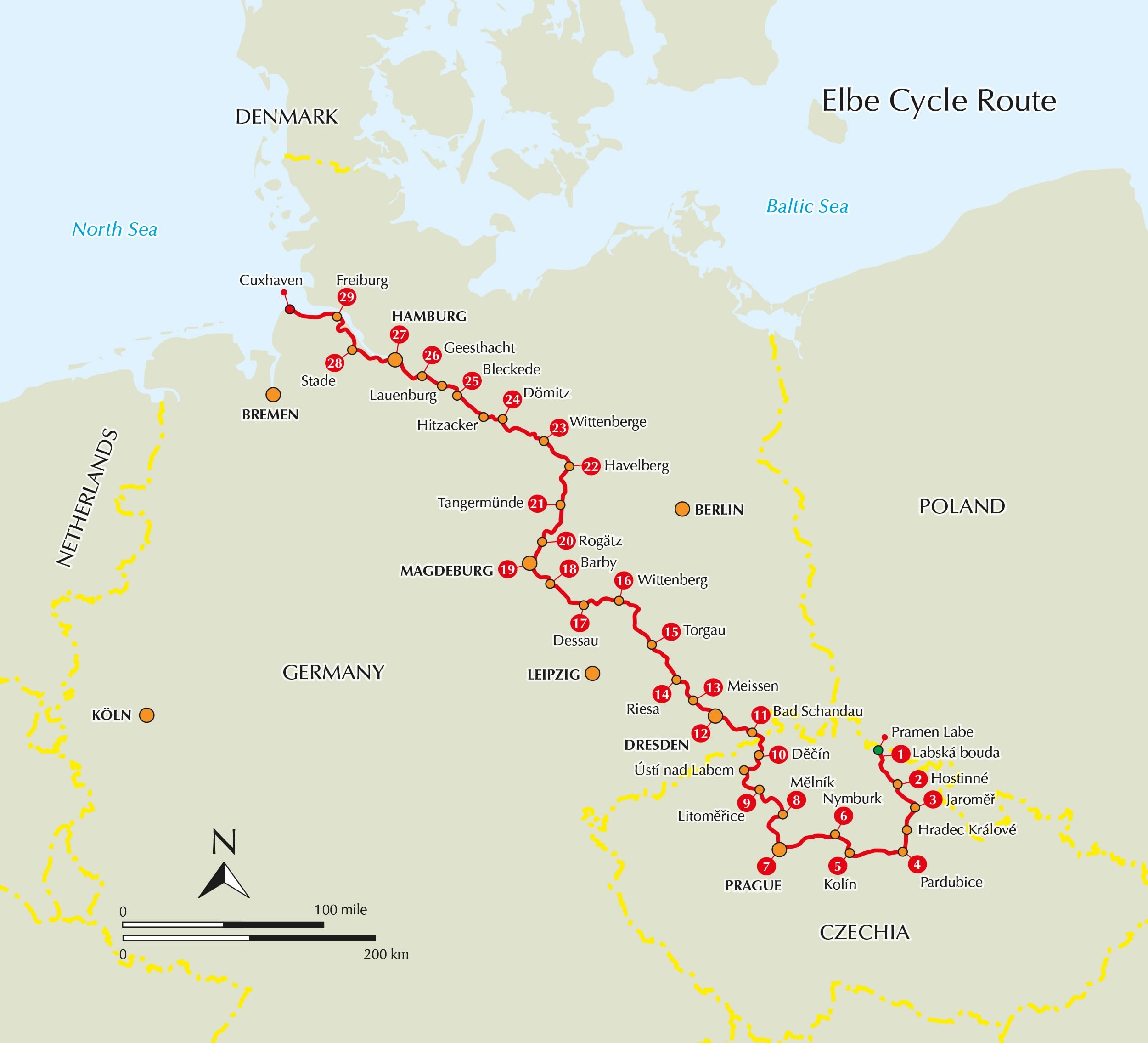Elberadweg: The Elbe Cycle Route from Czech Republic and Germany to the North Sea