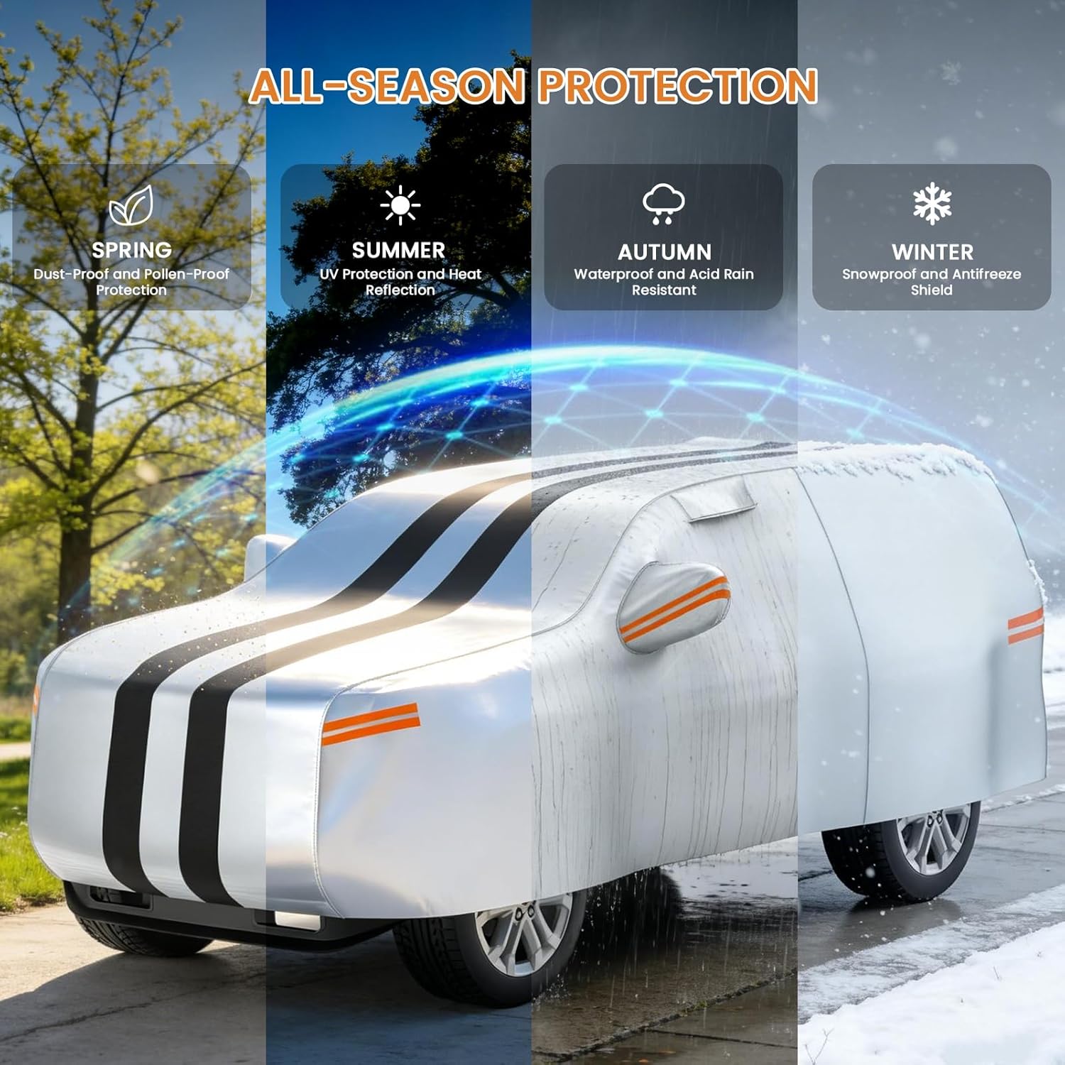 10-Layer Sedan Car Cover with Breathable Vents Waterproof All Weather. Accord, Camry, Model 3, Altima, Sonata, K5 etc. Outdoor Full Exterior Covers Accessories Size S1 (Length 185 to 193 inch)