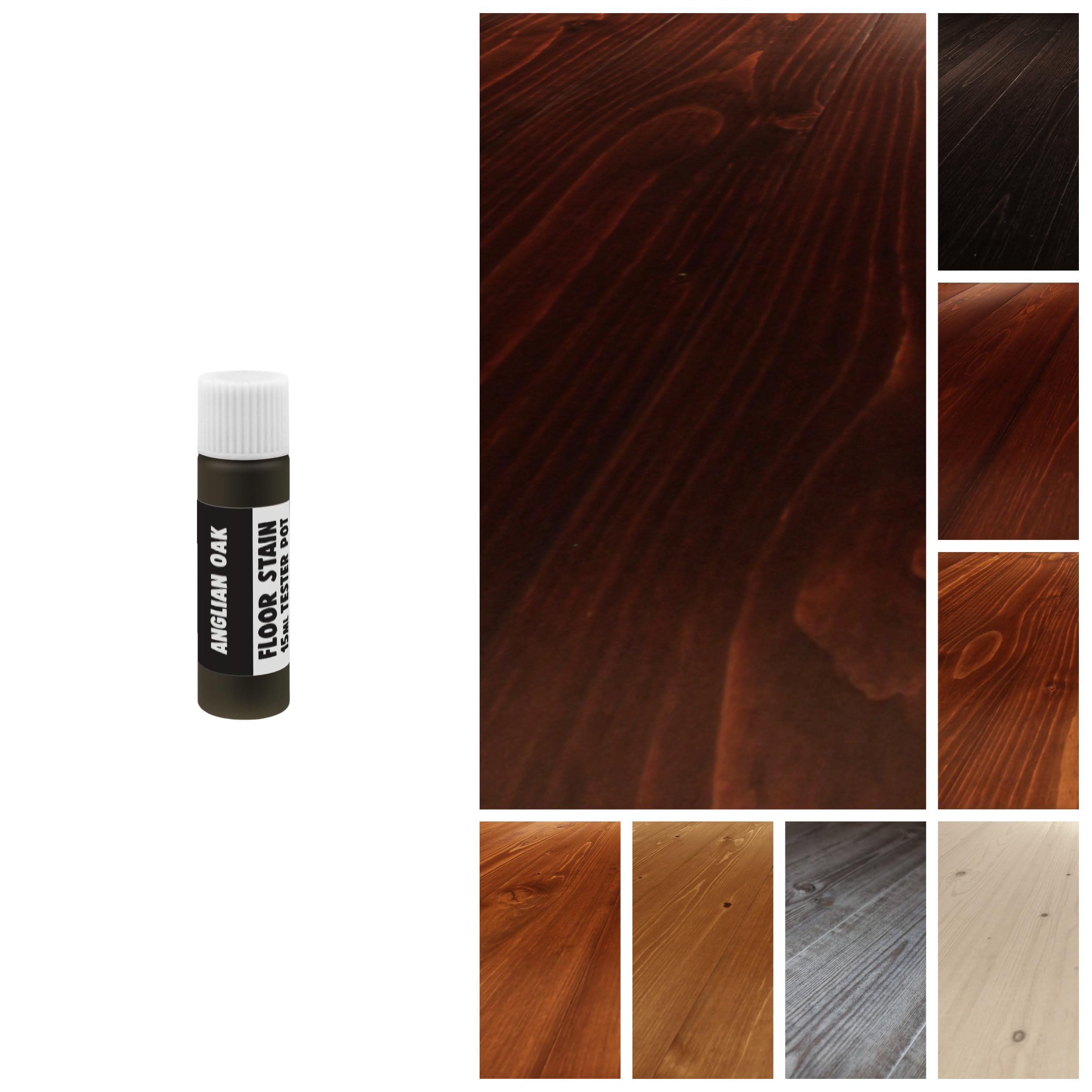 Littlefair's Wood Floor Stain Water Based - 15ml Tester Pot - Indoor Floor Wood Dye - Light & Dark Finishes - Non Toxic & Eco Friendly Formula - Colour: Anglian Oak