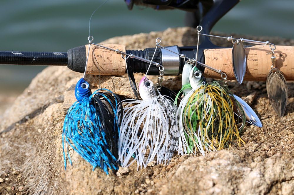 SUNMILE Fishing Buzzbait Spinnerbait Lures Double Willow Blade Spinner Baits for Bass Pike Metal Fishing Lure