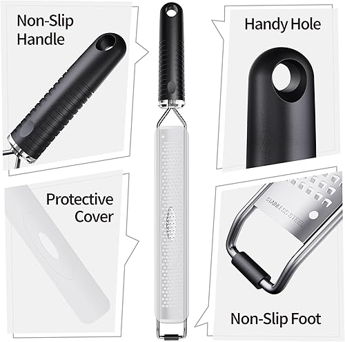 Miniatura 5 de Rallador de queso con agarre antideslizante, rallador de limón para frutas gitrus, chocolate, quesos duros