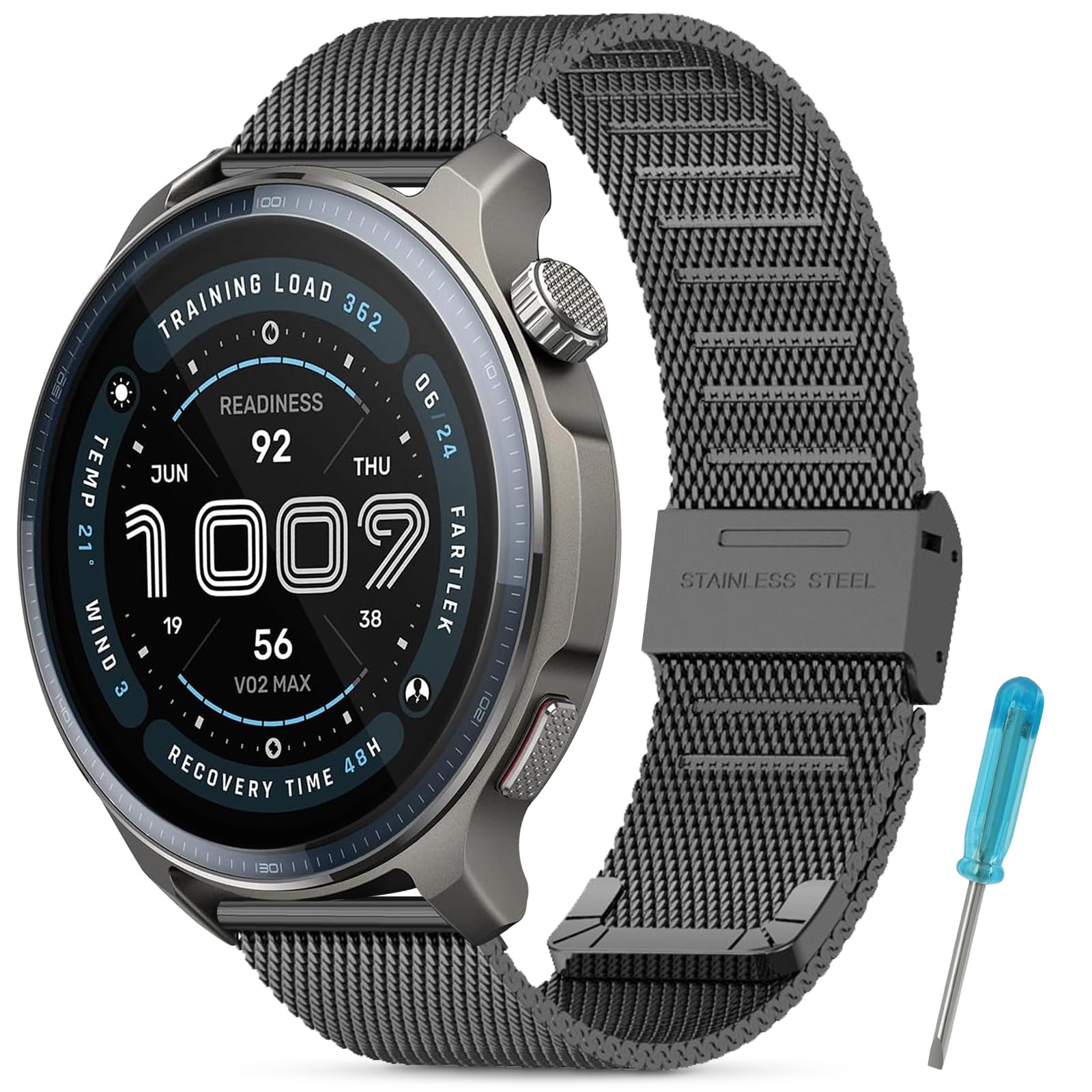 Strap Compatible with Amazfit Balance/Balance 2/Bip 6/Bip 5/Cheetah/Cheetah Pro, Adjustable Metal Stainless Steel Replacement Bracelet for Smartwatch.(No Host)