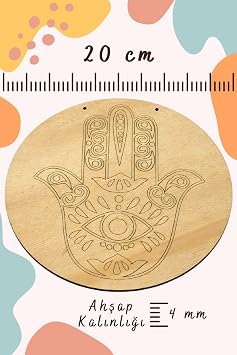 art inside Hamsa Fatma Mother Hand Wood Painting Canvas Set Gift Hobby Kit 20 Cm
