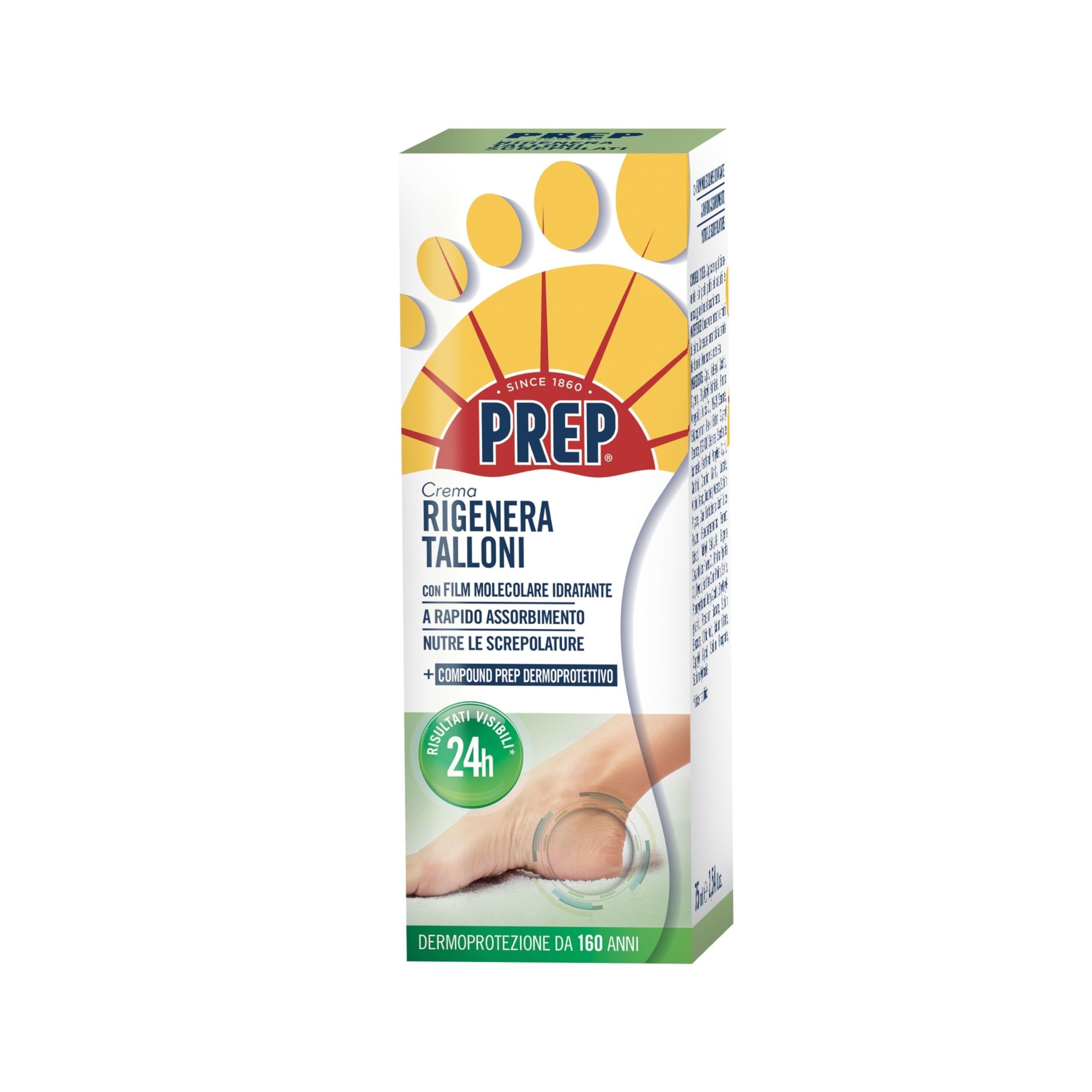 Prep, Crema Rigenera Talloni, Crema Idratante per Talloni Screpolati, Ammorbidisce e Nutre la Pelle, a Base di Burro di Karitè, Pantenolo e Vitamina E, Assorbimento Rapido, Formato 75 ml