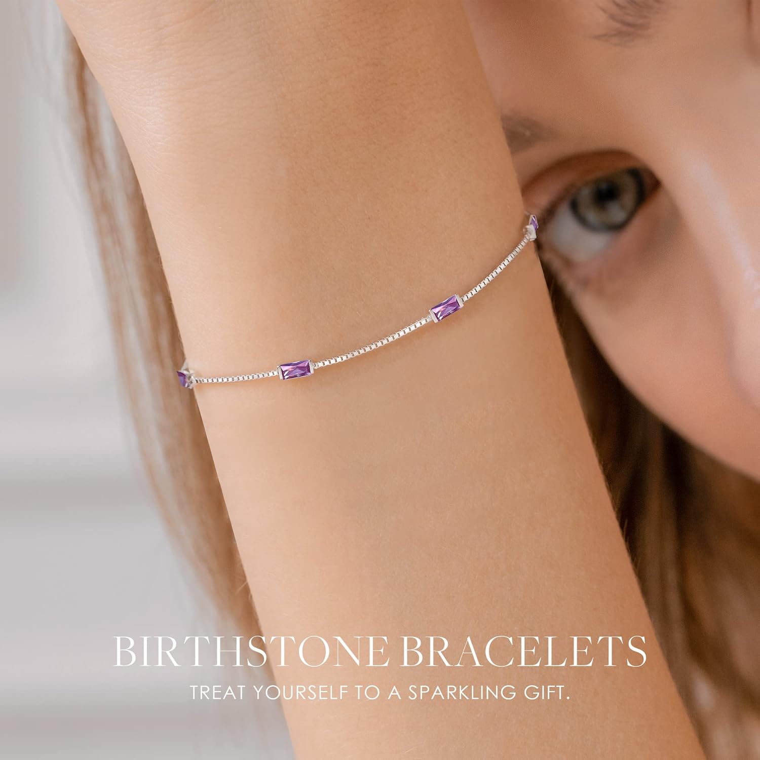 LOUISA SECRET Mothers Day Gifts for Mom Birthstone Bracelets for Women, 925 Sterling Silver/Stainless Steel Dainty Simple Womens Charm Link Bracelet, Birthday Anniversary Valentines Christmas Jewelry Gifts for Women Wife Mom Her