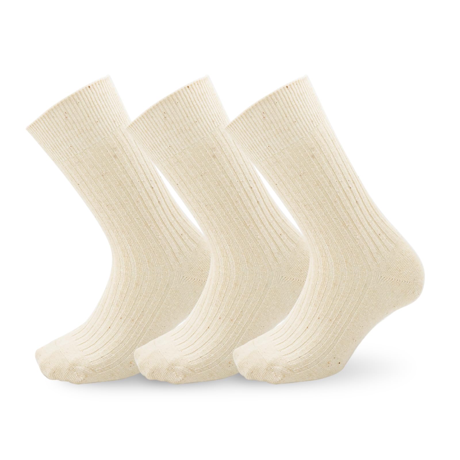 Beeff Bifu Linen-Cotton Crew Socks, Unisex Breathable Seamless Dress Socks for Men & Women, Moisture Wicking Casual