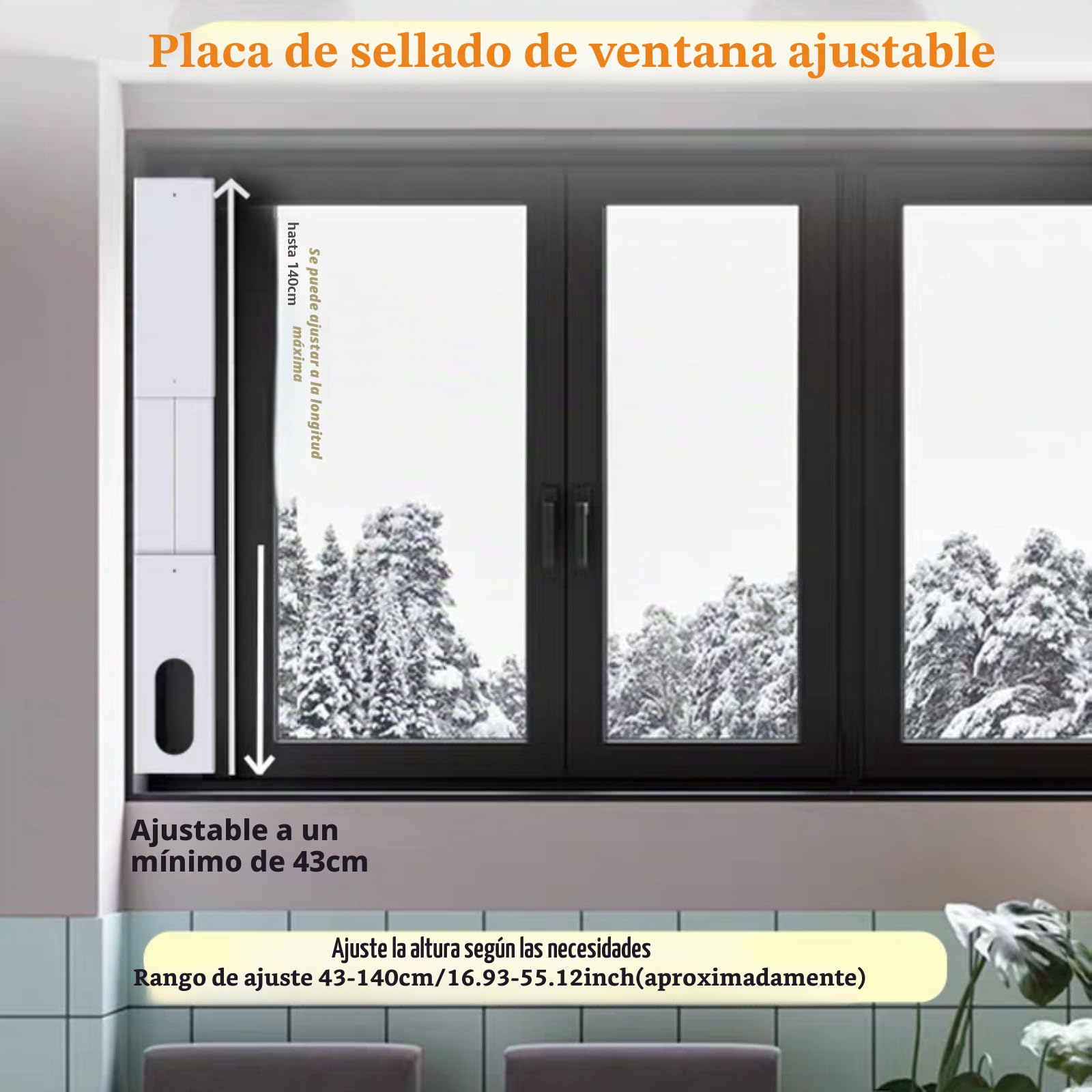 Genérico Kit de ventana para aire acondicionado portátil, adaptador de ventana para aire acondicionado, placa sellada, ventana ajustable para aire acondicionado móvil, accesorio de ventana para aire