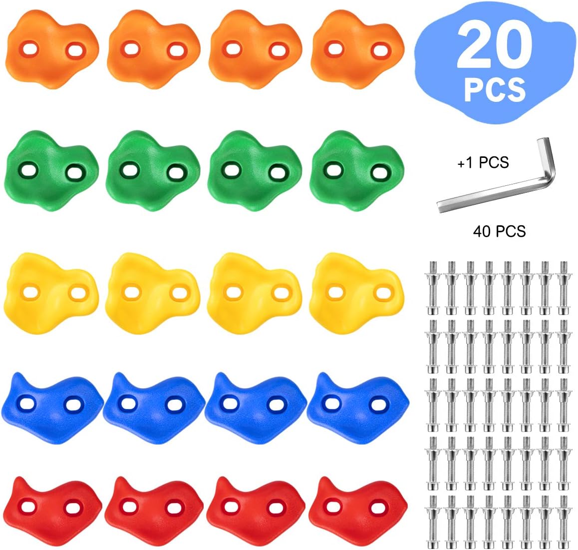 SEKKVY 25 Rock Climbing Holds for Kids, Climbing Rocks for Indoor Outdoor Play Set, Rock Wall Grips Kit with 2 Inch Mounting Hardware : Toys & Games