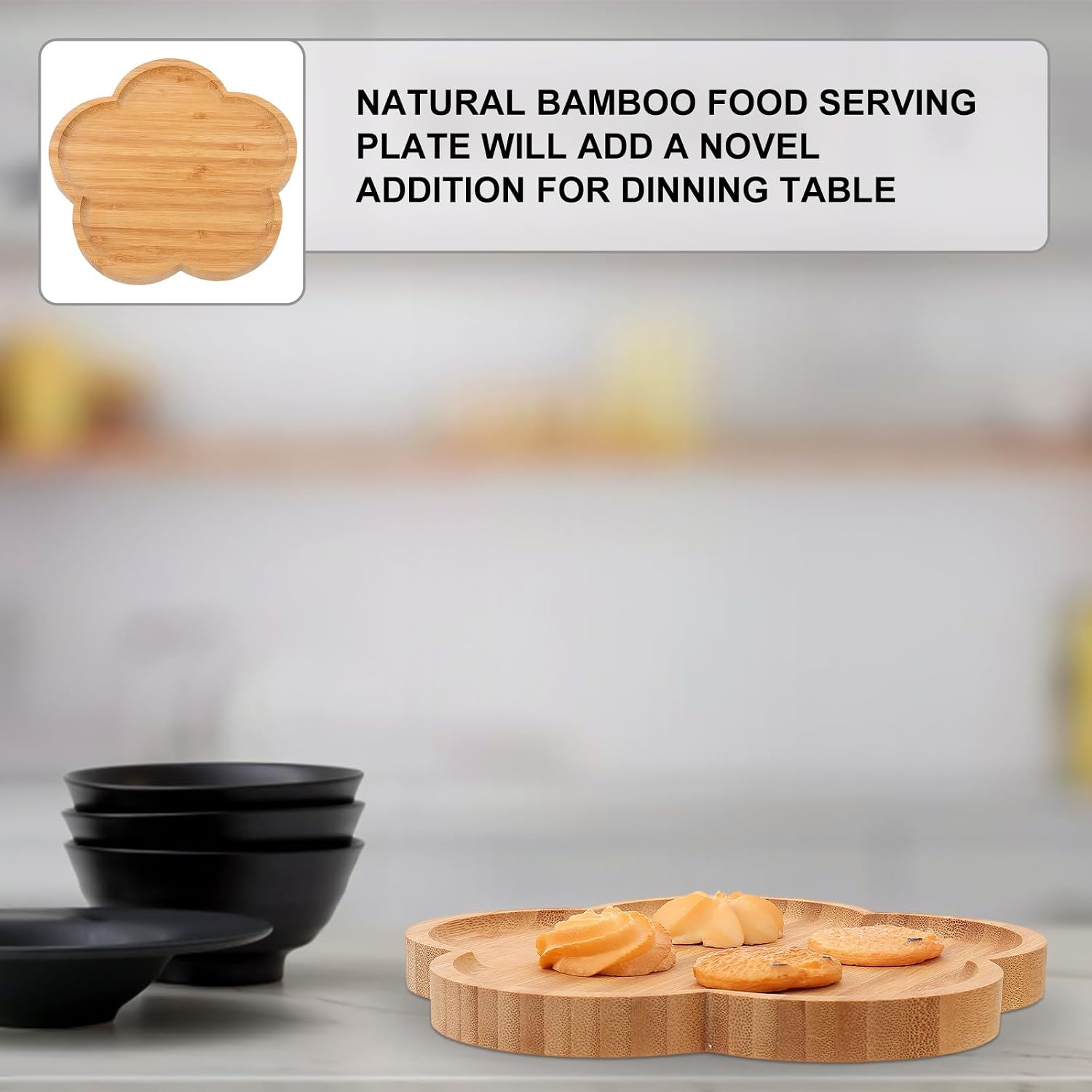 Hemoton Shaped Wood Serving Tray 9.8 Inch Square Breakfast Tray Wooden Dessert Plate for Appetizers Charcuterie and Home Dining