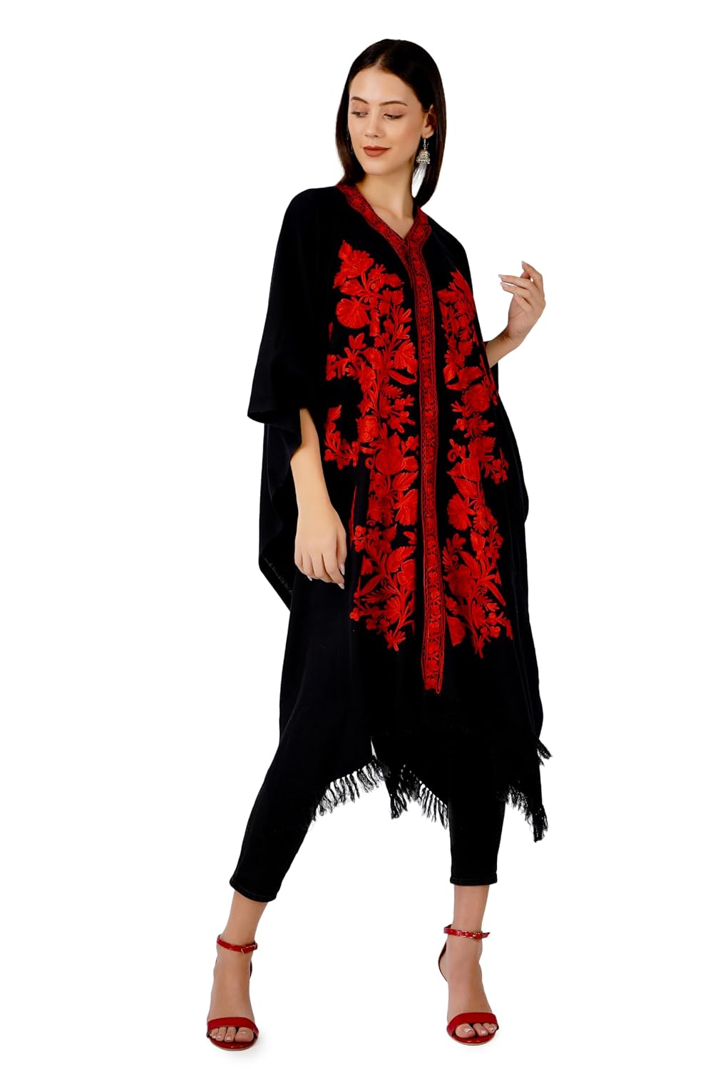 BATIN Kashmiri Aari Embroidered Cape Shawl for Women, Floral Embroidered Cape Shawl Black - Review, Price and Buying Guide