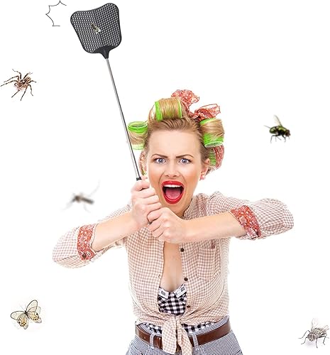 Miniatura 7 de EasyULT Matamoscas extensible, 2 piezas, ligero control manual de plagas, longitud ajustable de 26 a 29.5 in, mango telescópico ajustable de acero