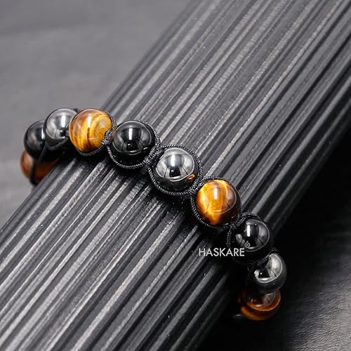 Miniatura 6 de Triple Protection Bracelet for Women Men, 10mm Crystal Beads Bracelet Handmade with Real Tiger Eye Black Obsidian and Hematite, Natural Crystal