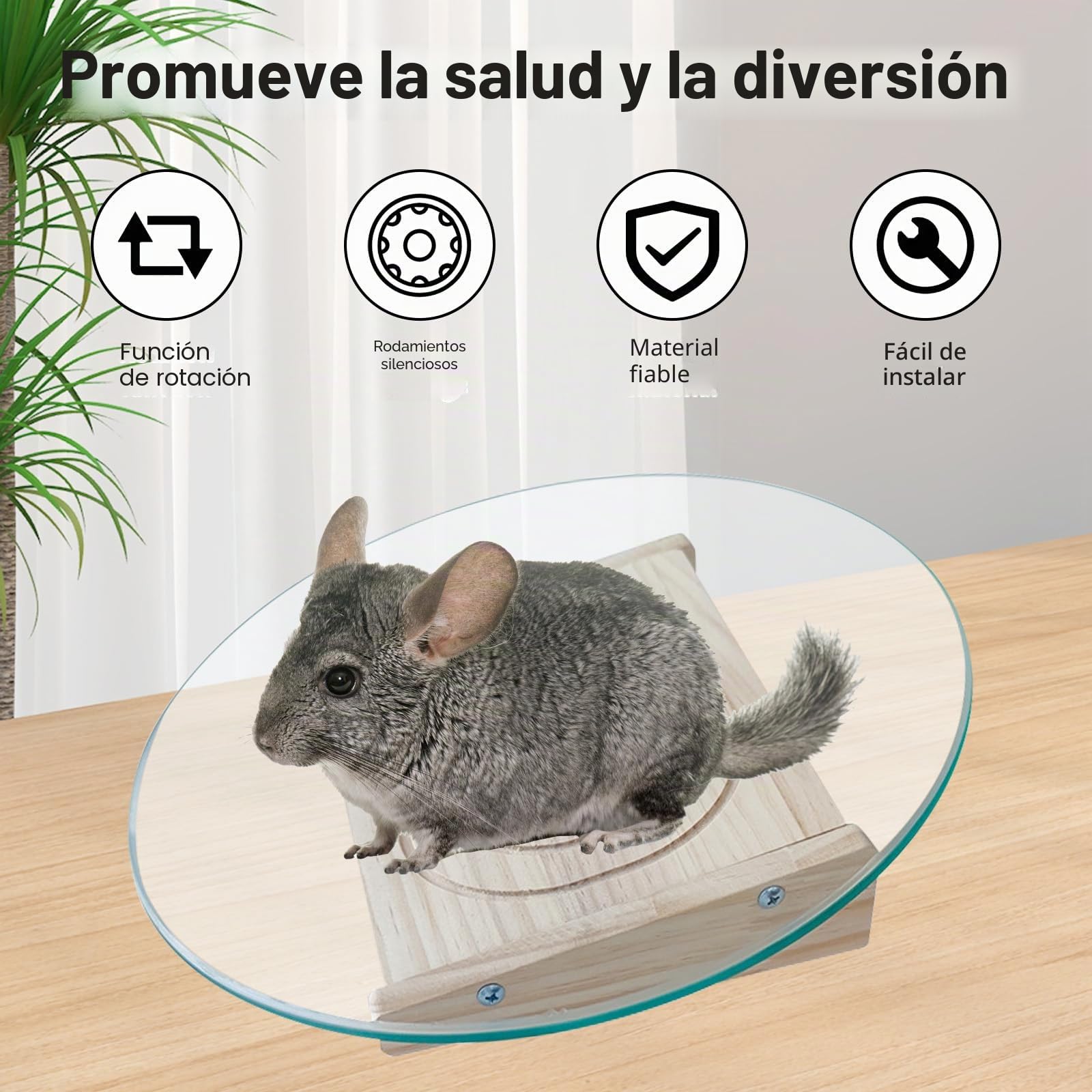 Rueda de Ejercicio, Rueda Hamster de Cristal de 28 cm para Chinchillas Lámina Giratoria para Chinchillas con Rodamiento Metálico Lámina Deportiva Silenciosa para Hámsteres Ruedas para Animales Pequeño