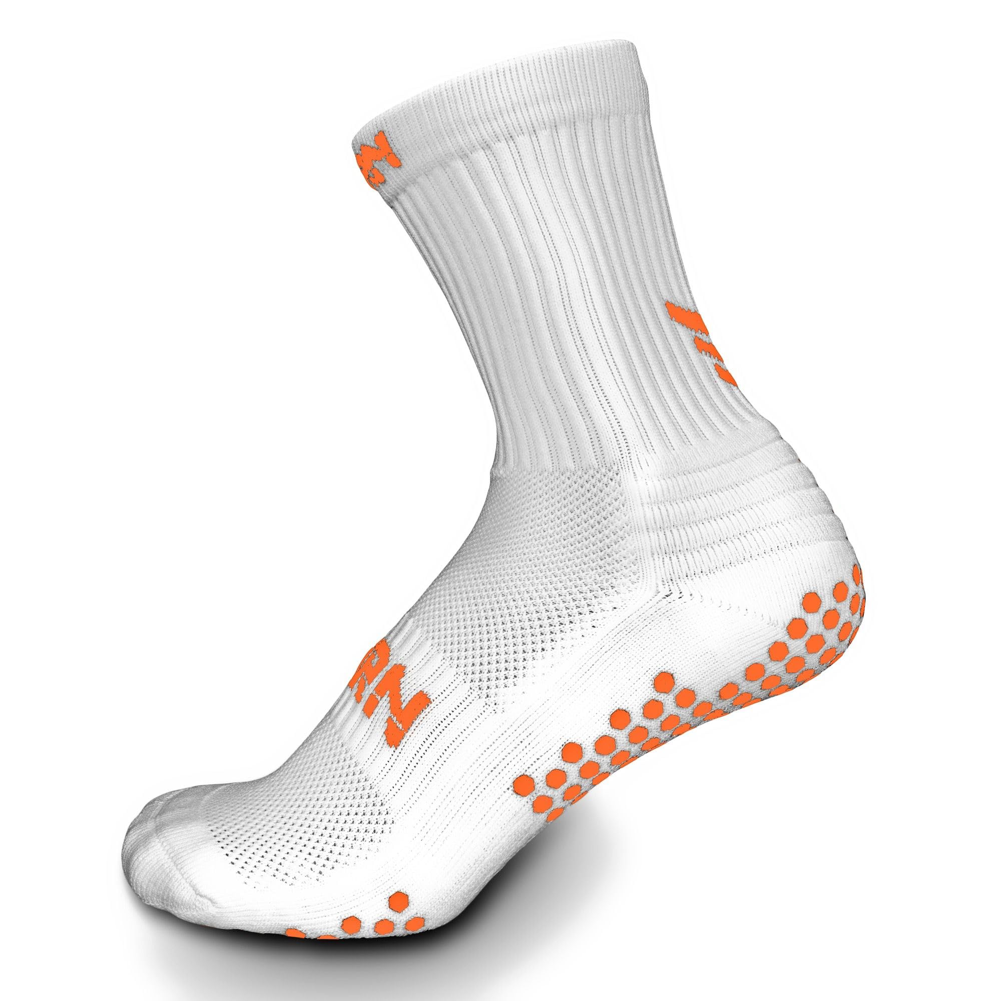Torn Midcalf Grip Socks White with Orange UK 1-4