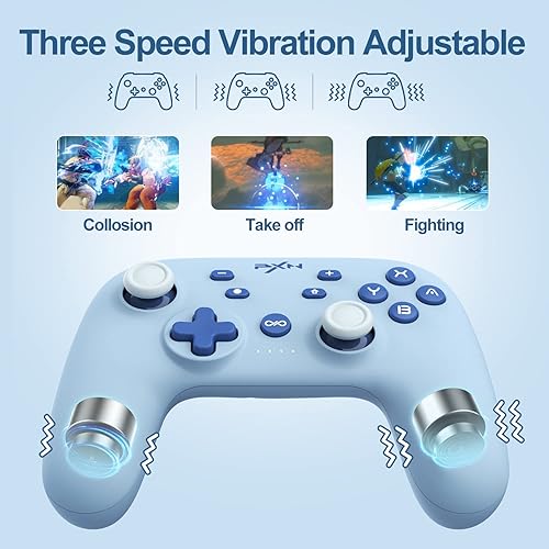Vista 2 de PXN P50H Wireless Switch Pro Controller, Dual Shock Gamepad Joystick Support NFC Turbo, Macro, Gyro Axis, Wake-Up, Hall Effect Joysticks, for