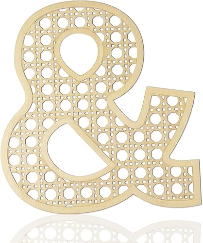 Letras de ratán de madera para decoración de pared, letras de madera rústicas de 12 pulgadas, letras de madera de ratán para decoración de pared de