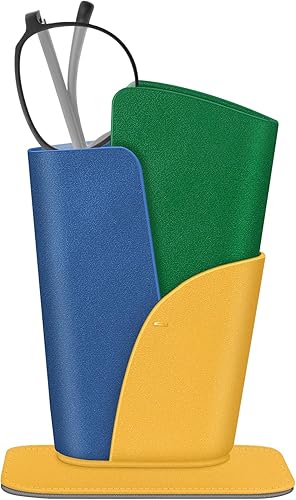 Miniatura 8 de Fintie Soporte para lentes funda de cuero vegano antiarañazos para escritorio o mesita de noche, Marrón oscuro