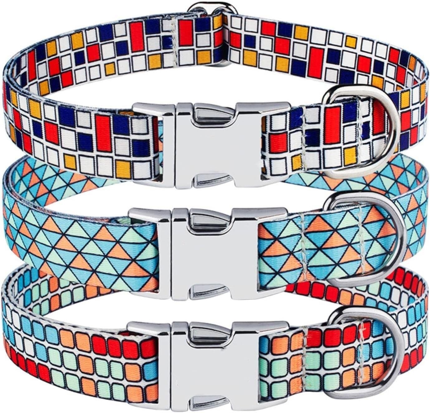 collare per animali domestici, Set di collare e guinzaglio for cani a quadri classici, con fibbia in metallo regolabile for femmine, for matrimoni, vacanze, compleanni feste(Red Set,XS)