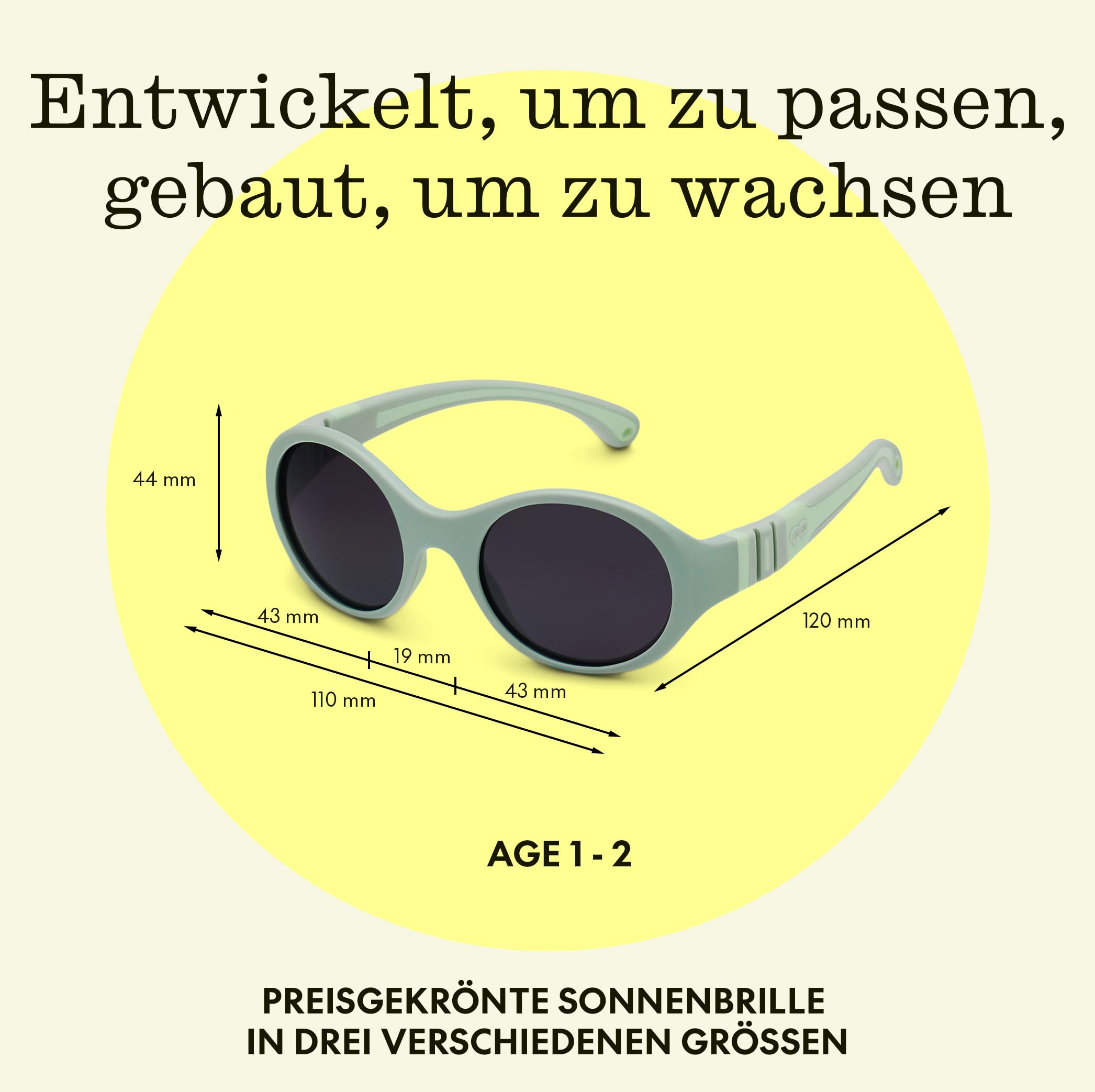MOKKI 2x Sonnenbrille für 1-5 Jahre, Blaulichtfilter, polarisiert, flexibel, upgraded UV420, Kopfband, größe Gläser, schraubenfrei, weich, für Ski, Strand & Sport, Baby und Kinder, Click & Change