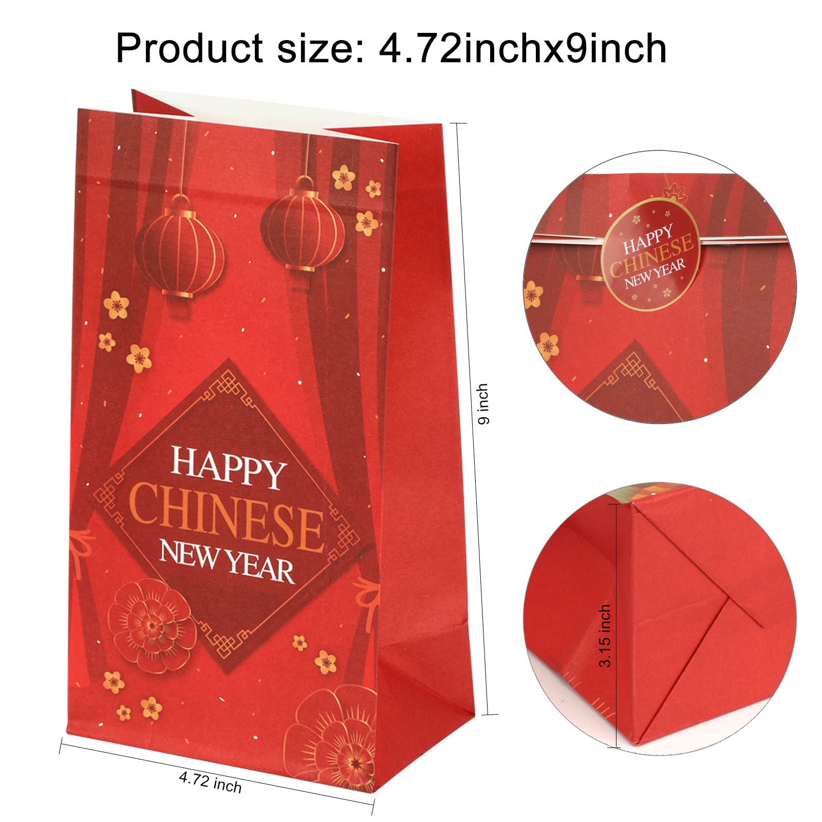 HOWAF 12pcs 2026 Chinese New Year Gift Bags Chinese New Year Horse
