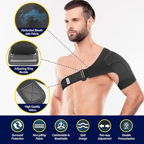Miniatura 3 de Suptrust Shoulder Brace for Men and Women: Adjustable Shoulder Wrap for Pain Relief, AC Joint, Torn Rotator Cuff, Injuries, Tendonitis - One Size