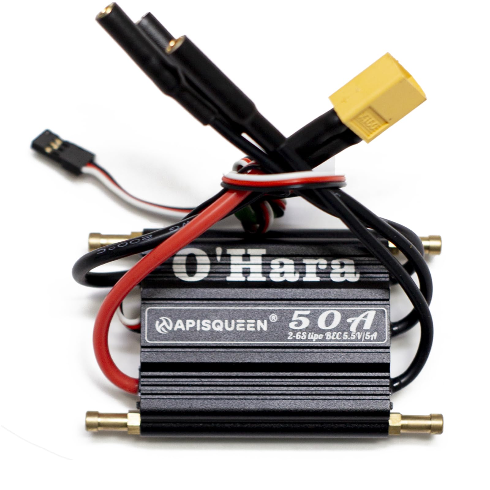 ApisQueen O'Hara 50A 2-6S ESC Waterproof Brushless Electronic Speed Controller with 5.5V/5A BEC and XT60 4.0mm Banana Head Connector for Model Ship RC Boat